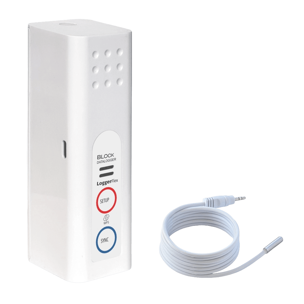LoggerFlex BLOCK External Temp, WiFi temperature logger with external probe