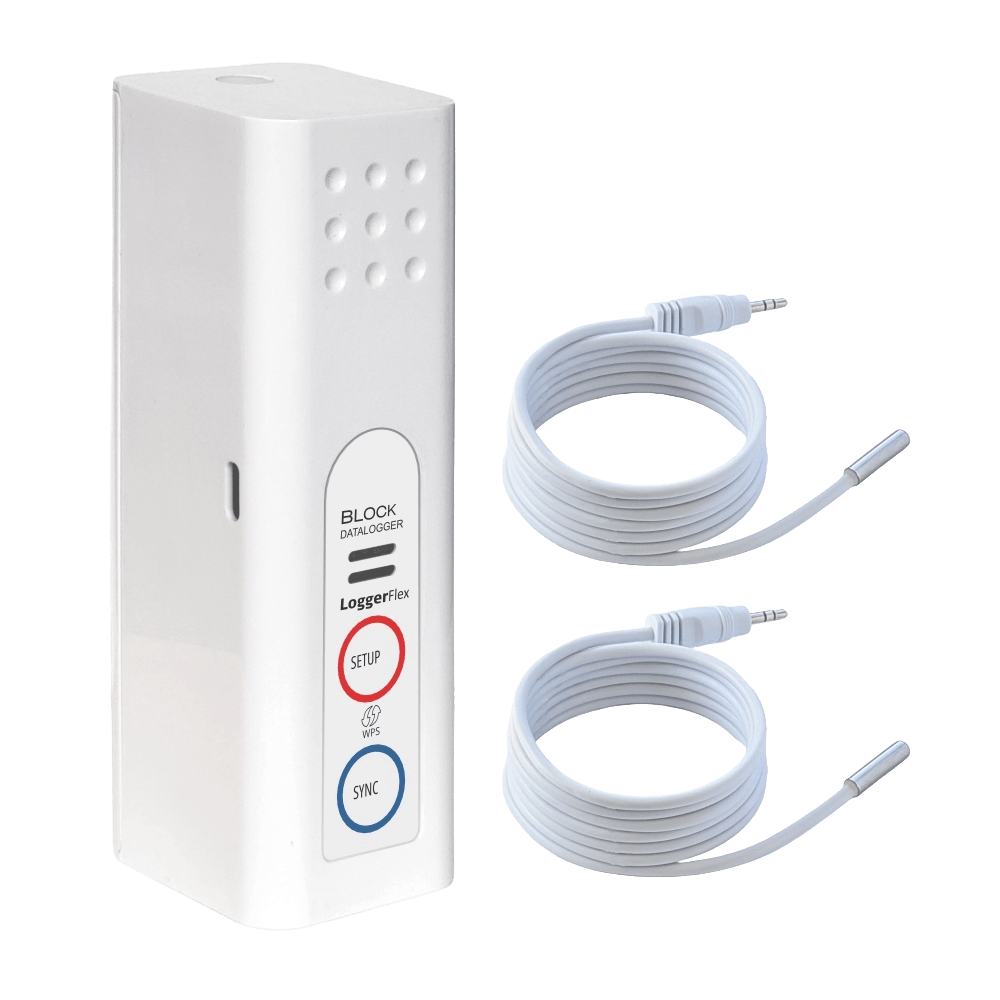 BLOCK THERMO II de LoggerFlex, registrador de temperatura WiFi de doble sonda