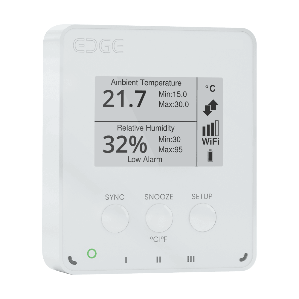 EDGE Essential celular de LoggerFlex, registrador de temperatura y humedad celular